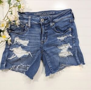 AEO Lace Pocket Ripped Midi Shorts